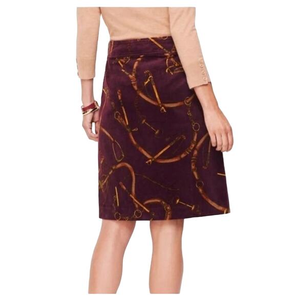Talbots Corduroy A-Line Above Knee Equestrian Horse Print Skirt Sz 2 Petite NWT - Picture 2 of 6